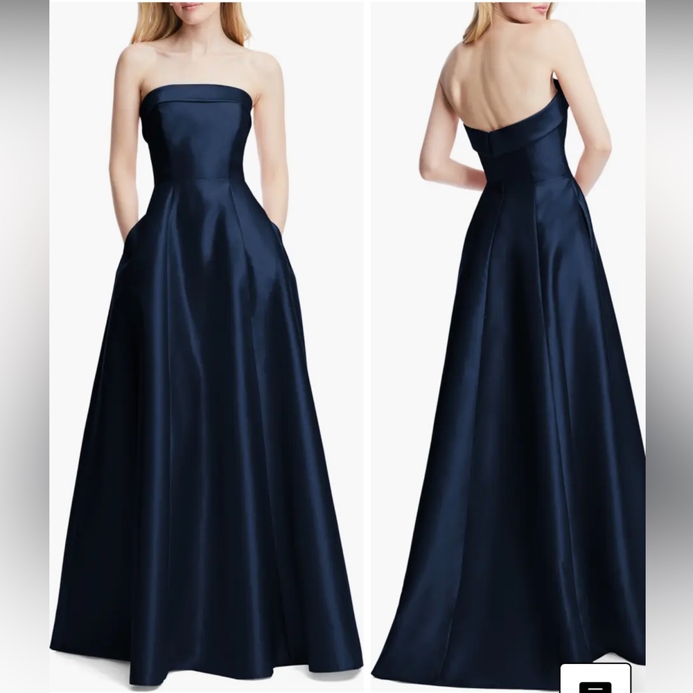 Navy Alfred Sung Strapless Dress, US Size 14 Gown